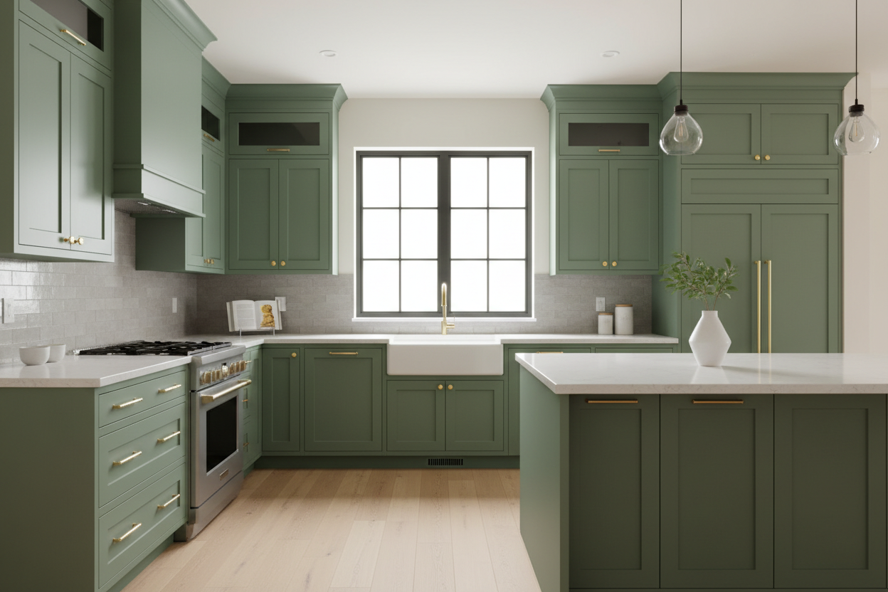 green kitchen cabinets