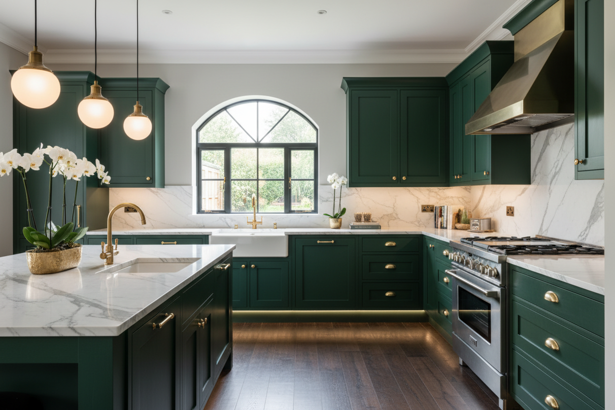 green kitchen cabinets