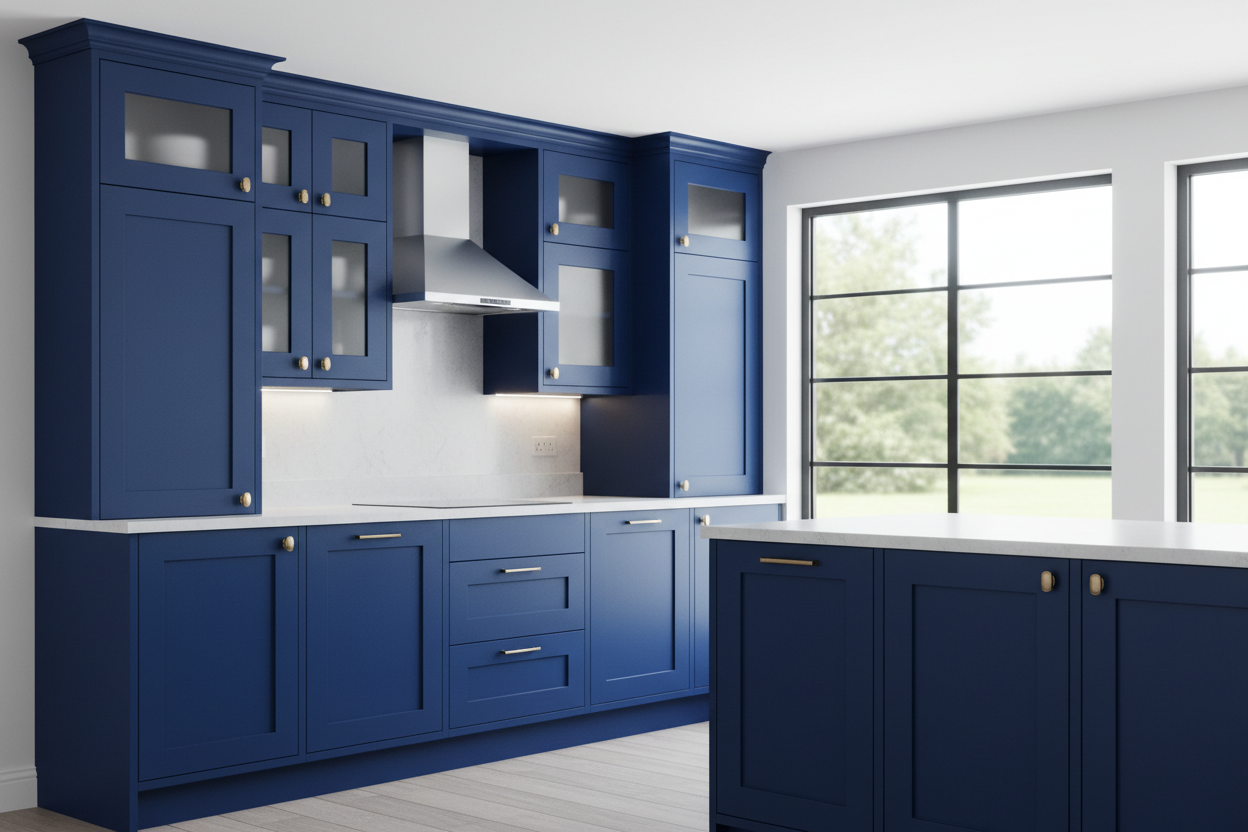 blue kitchen cabinets