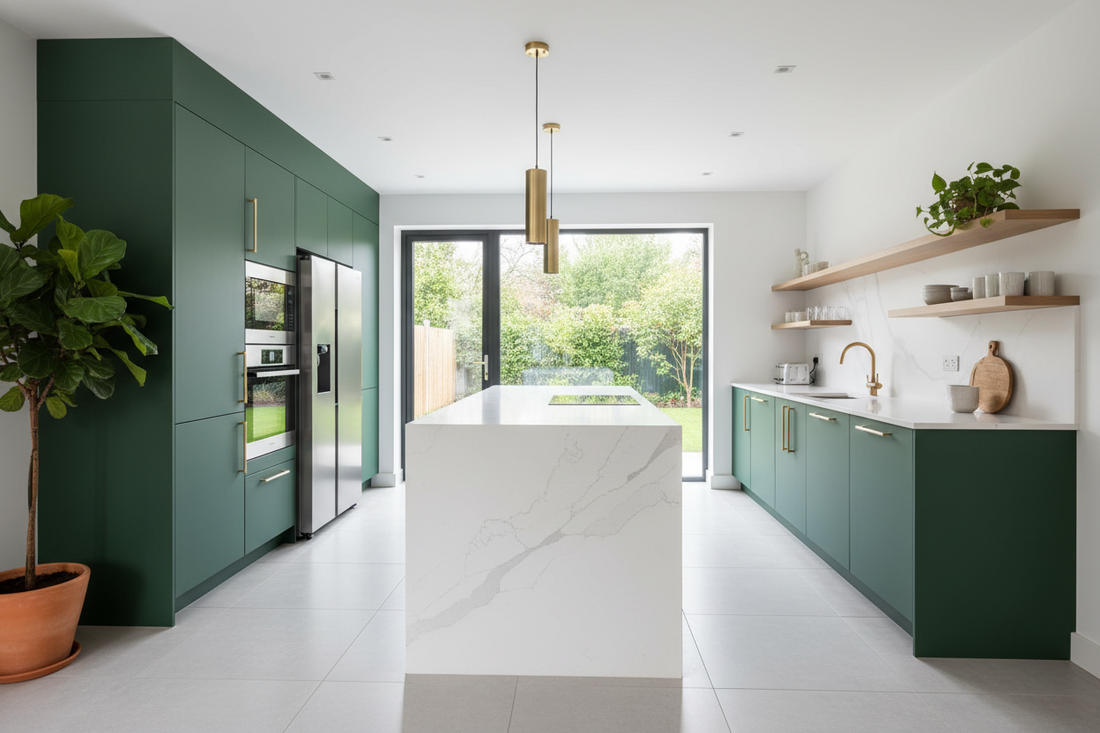 green kitchen cabinets