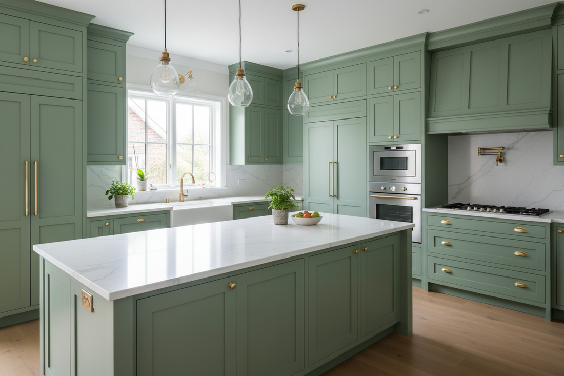 green cabinets