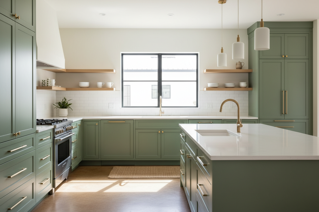 green kitchen cabinets