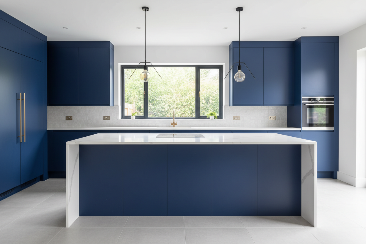 Blue kitchen cabinets