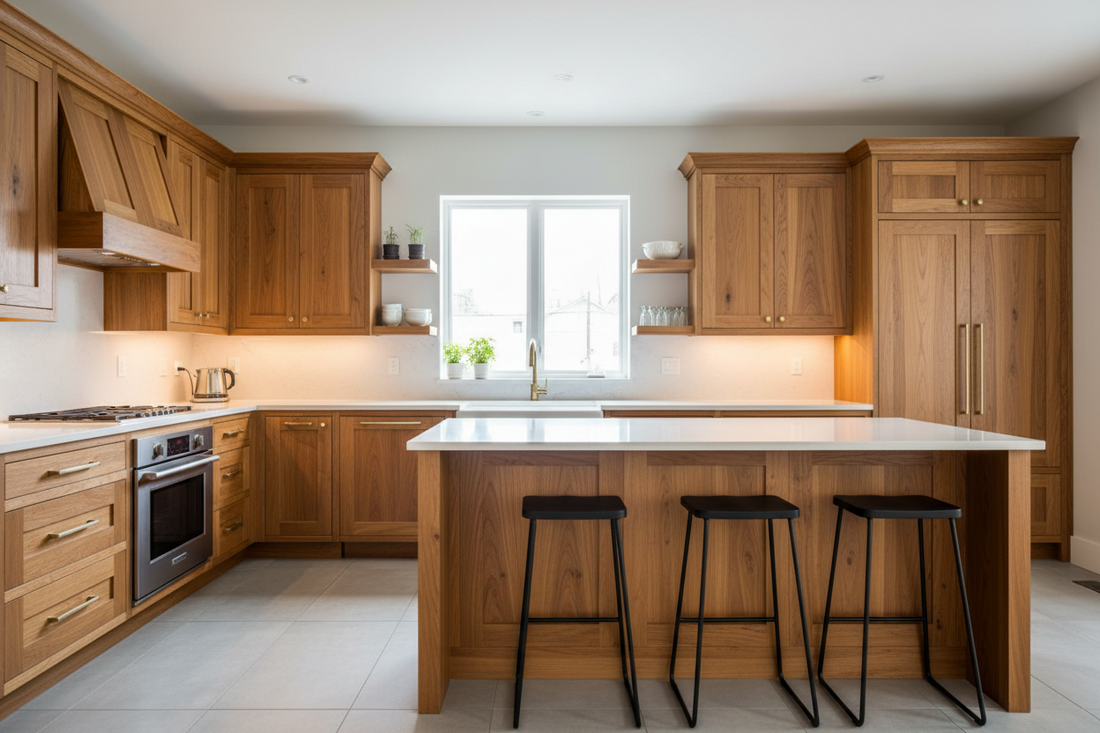 Wood kitchen cabinets